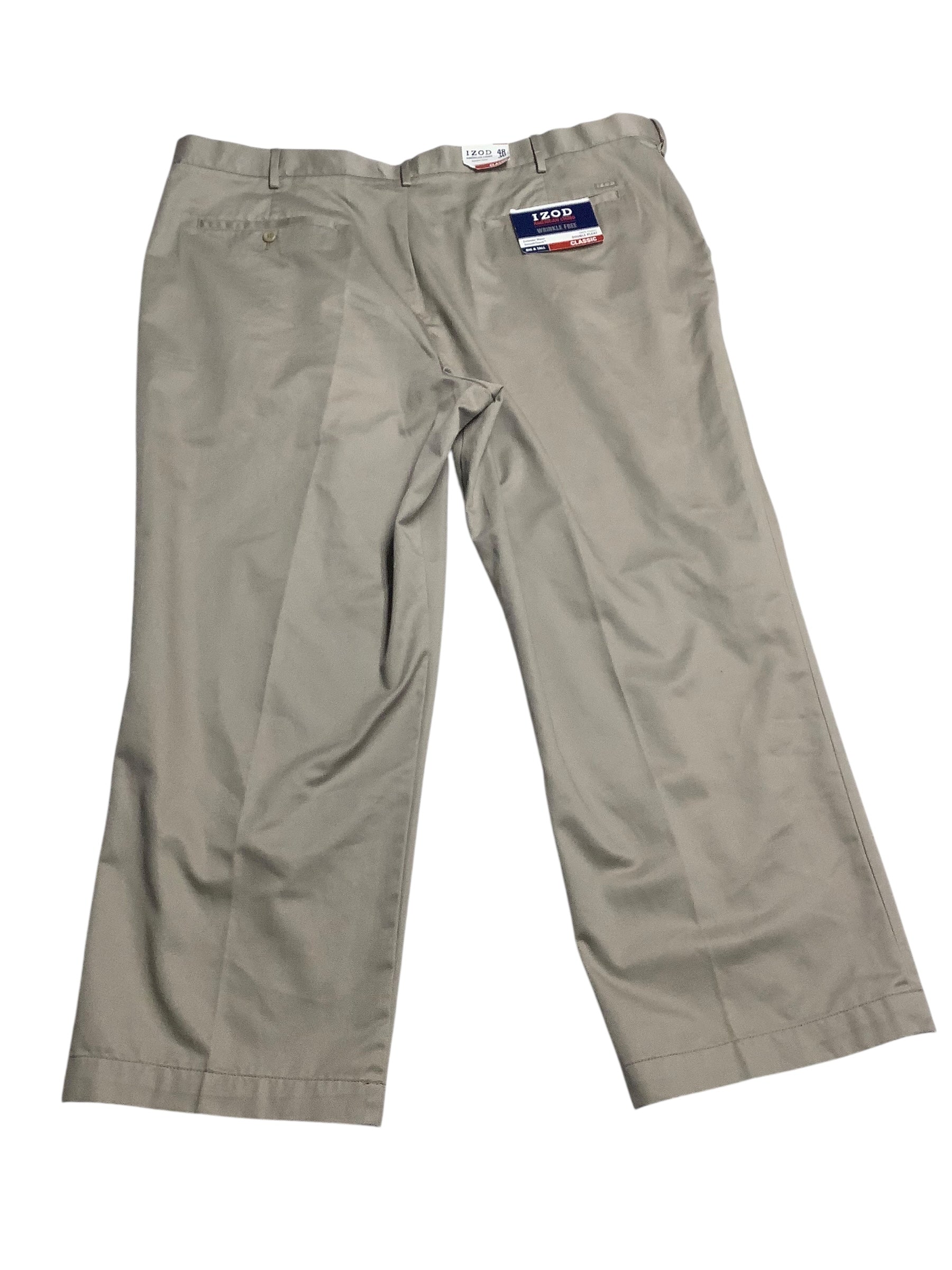 Izod Mens Classic fit Chinos Pants 48 / 30 Beige Solid Stretch