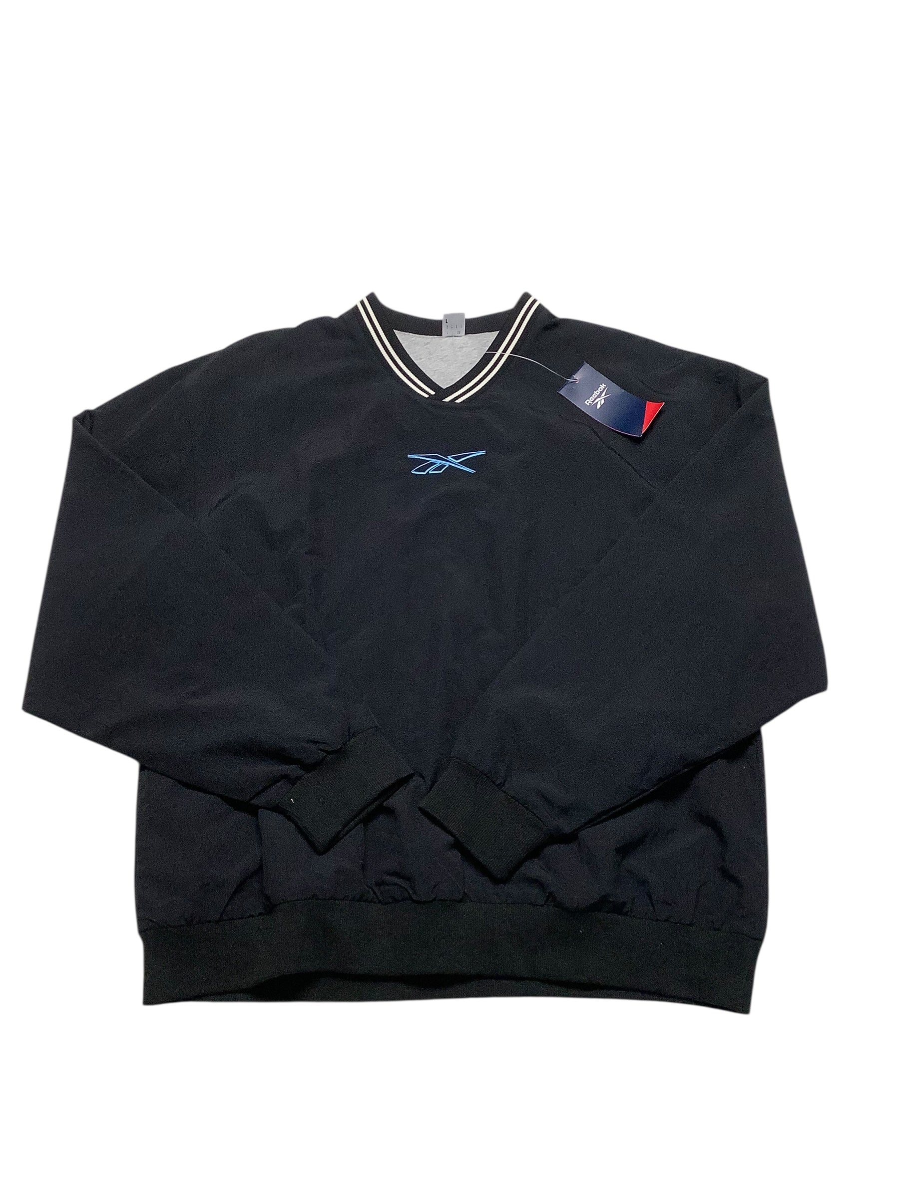 Reebok Mens Athletic Pullover Jacket Windbreaker XL Black Solid