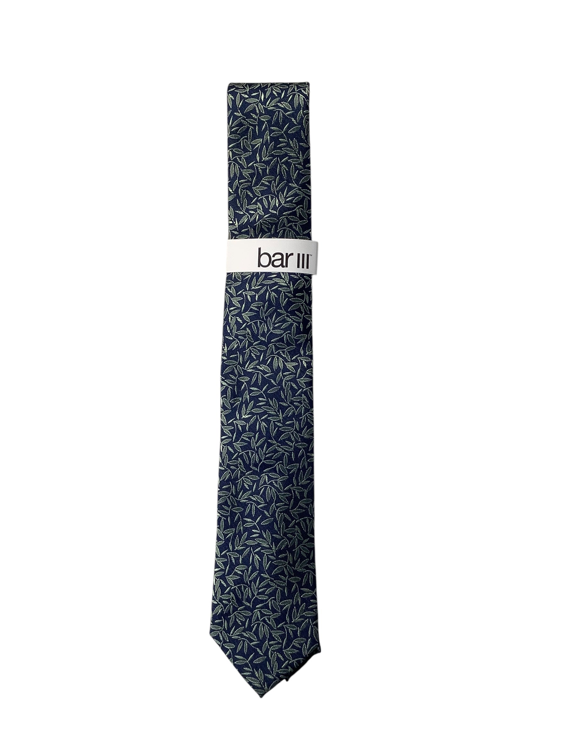 Bar III Mens Classic fit Tie Necktie One Size Navy Blue Vine