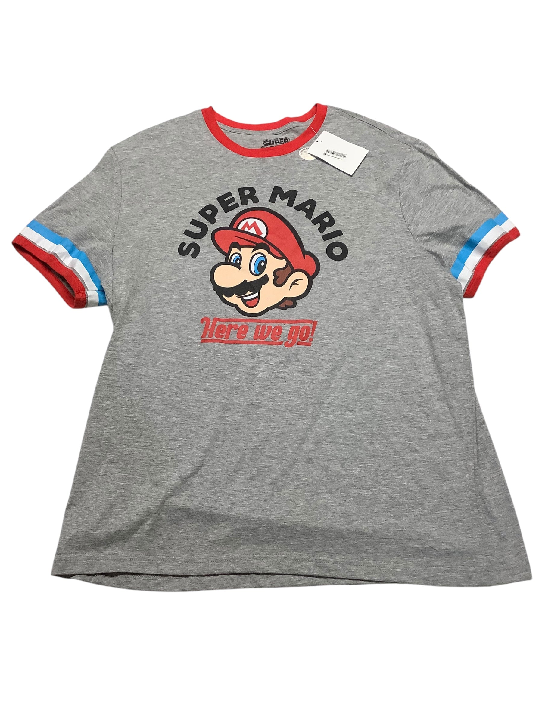 Hybrid Apparel Mens  fit Short Sleeve T-Shirt Shirt Large Grey Super Mario Bros