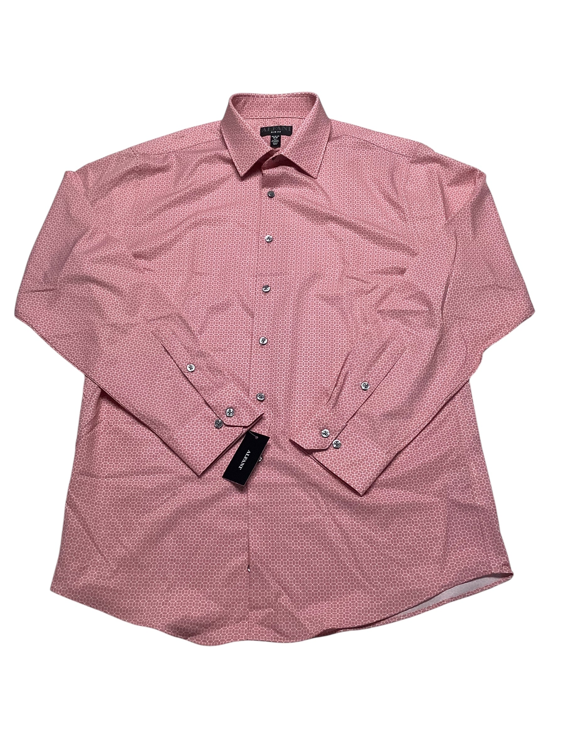 Alfani Mens Slim fit Dress Shirt XL 17-17.5 34-35 Pink Geometric