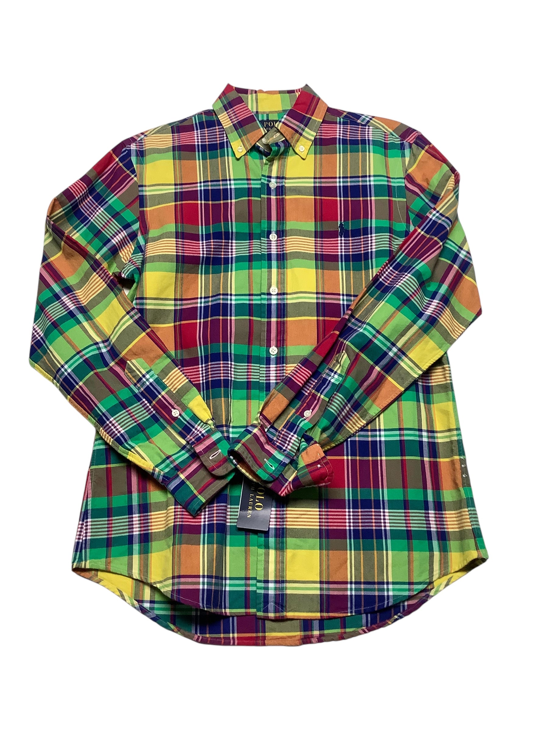Polo Ralph Lauren Mens Classic Long Sleeve Button-Up Shirt Small Yellow Plaid
