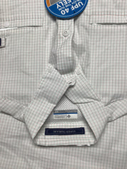 Columbia Mens Regular fit Short Sleeve Button-Up Shirt Small White Check