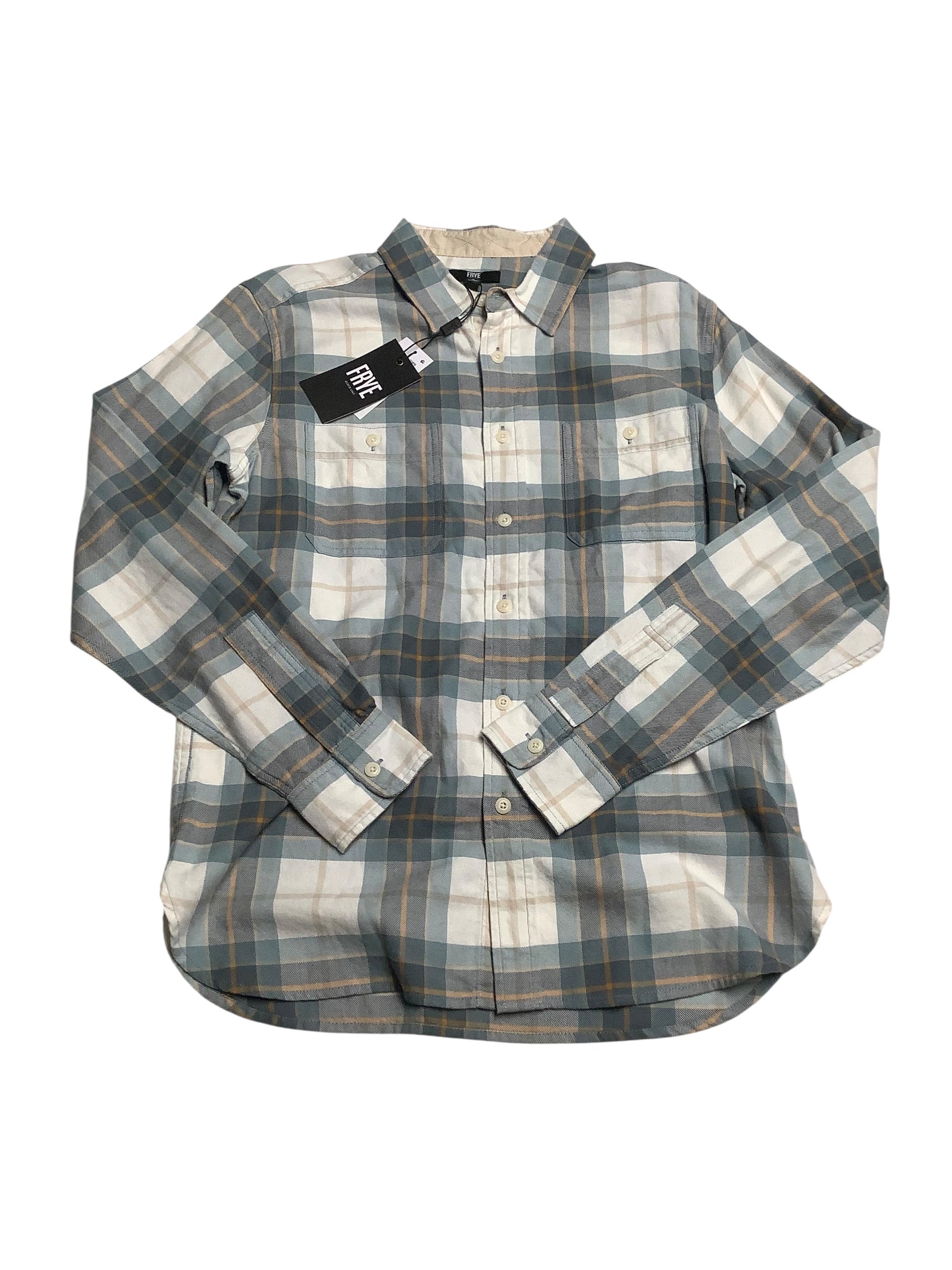 FRYE Mens Regular fit Long Sleeve Button-Up Shirt XXL Blue Plaid