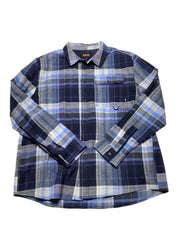 Bass Outdoor Mens Classic fit Long Sleeve Button-Up Shirt Large Blue Plaid
