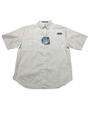 Columbia Mens Regular fit Short Sleeve Button-Up Shirt Small White Check