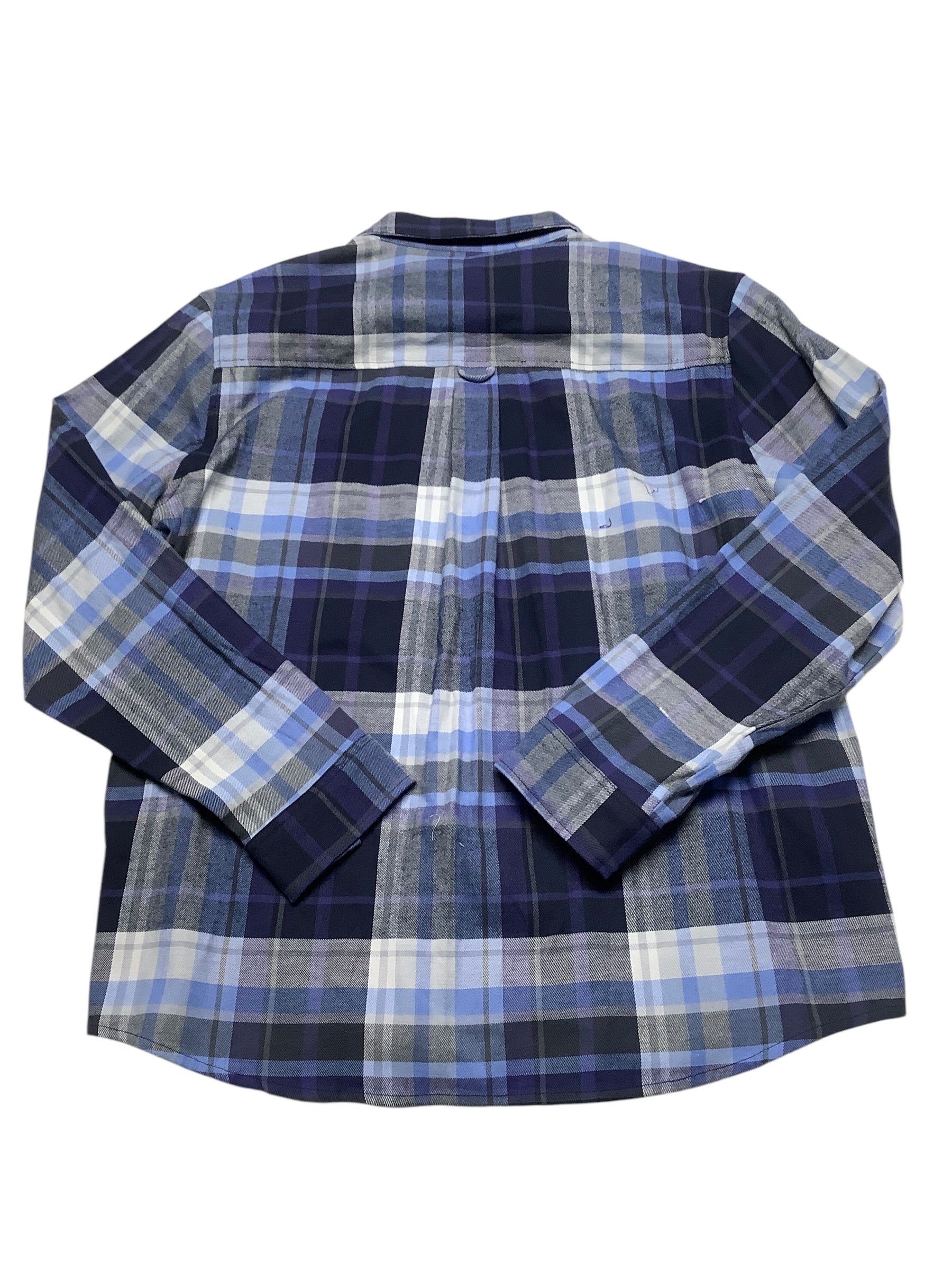 Bass Outdoor Mens Classic fit Long Sleeve Button-Up Shirt Large Blue Plaid