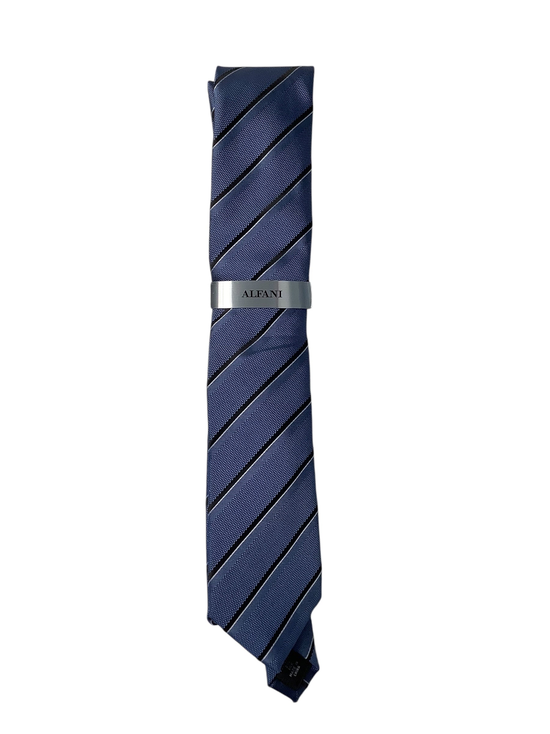Alfani Mens Classic fit Tie Necktie One Size Blue Striped