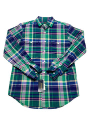 Polo Ralph Lauren Mens Classic fit Long Sleeve Button-Up Shirt Large Green Plaid