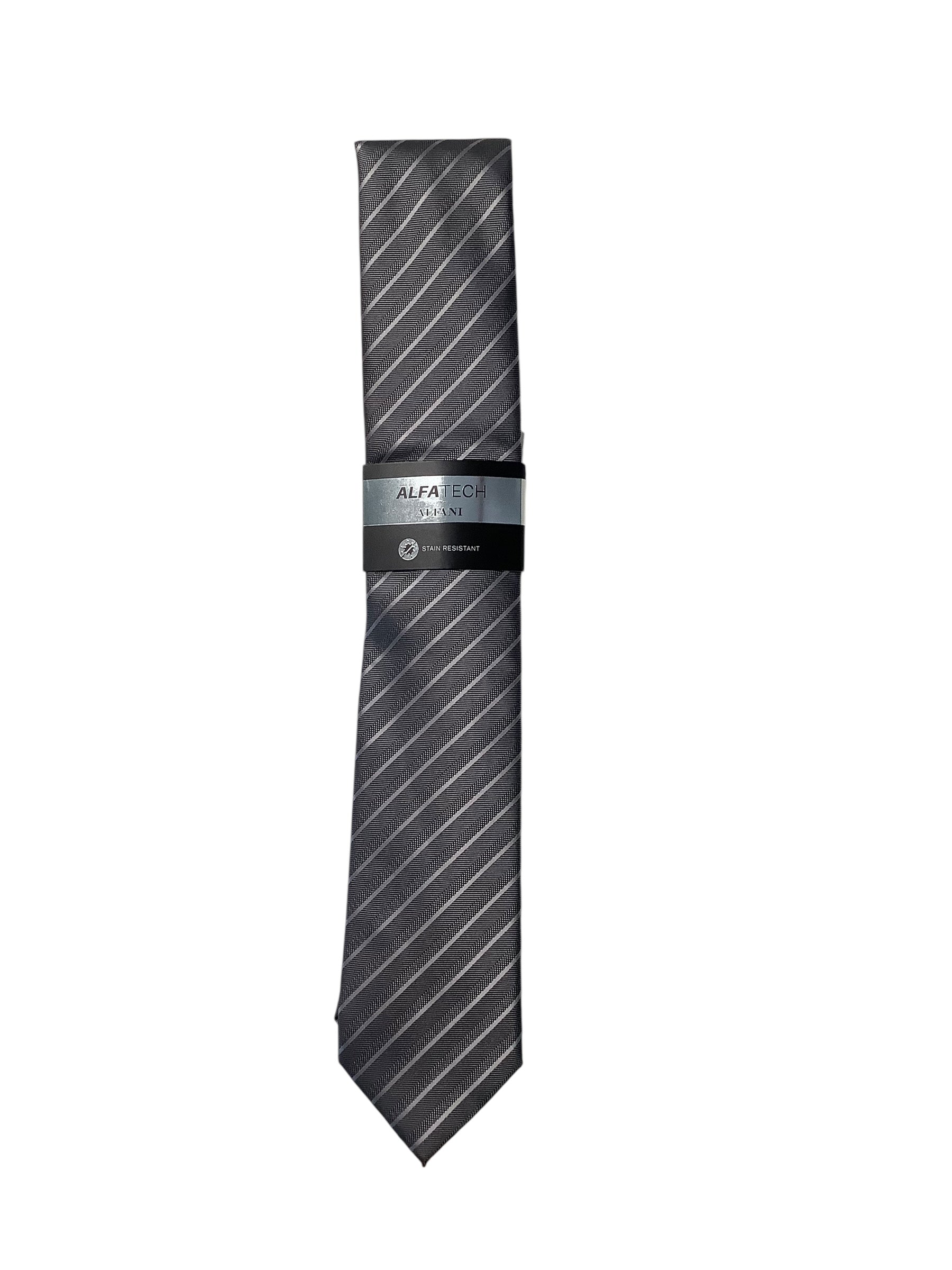 Alfani Mens Classic fit Tie Necktie One Size Grey Striped
