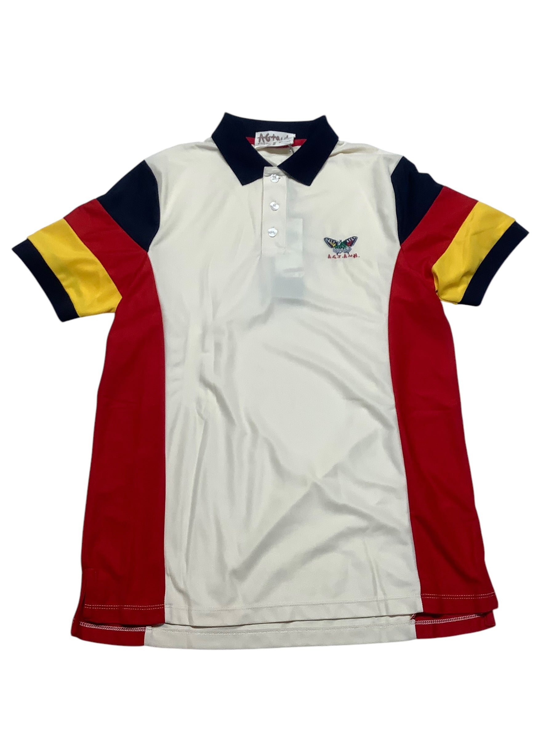AGTAWH Mens Regular fit Short Sleeve Colorblock Polo Shirt XL Beige Red Solid