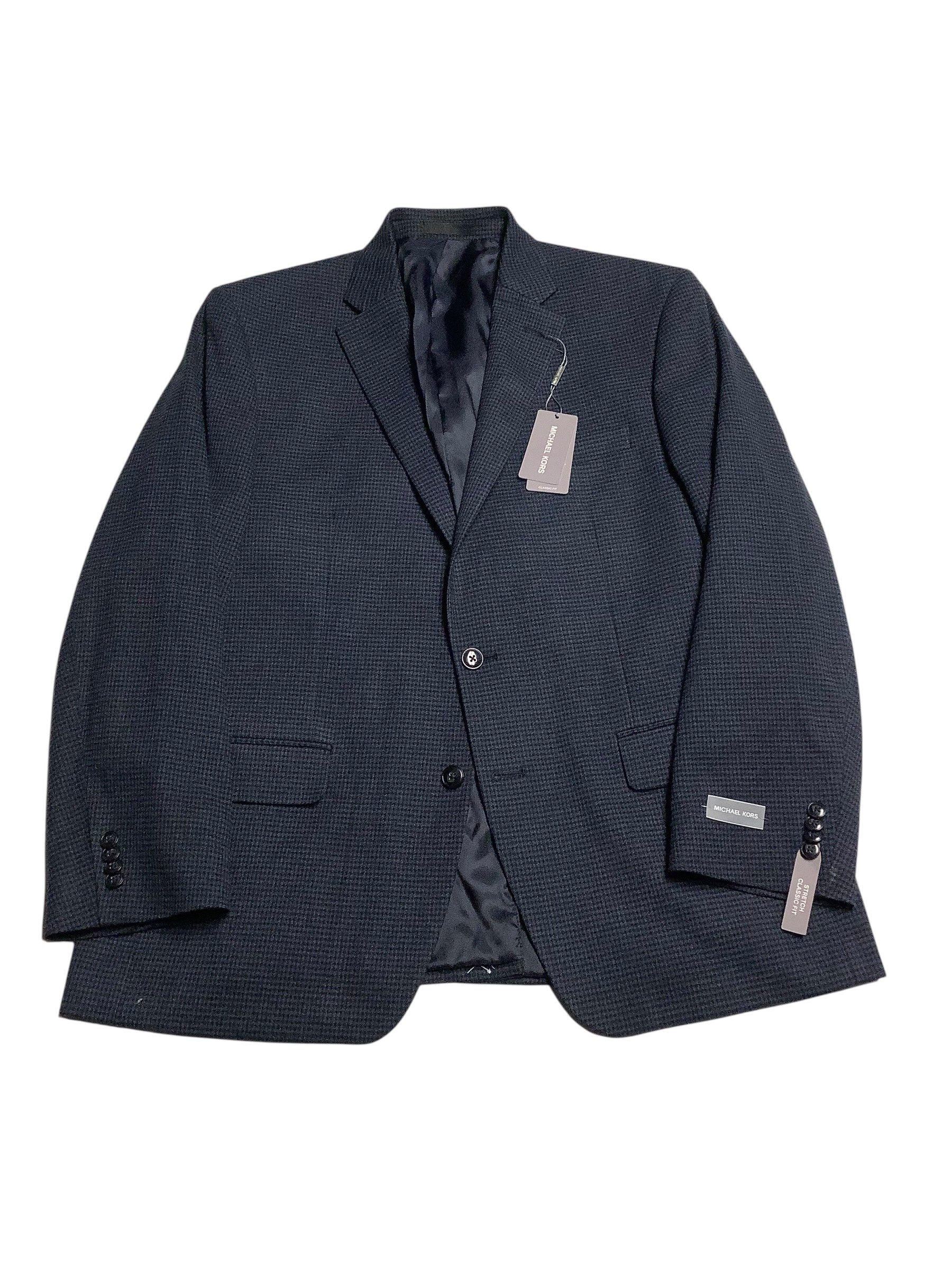 Michael Kors Mens Classic fit Sport Coat Blazer 44 R Navy Blue Stretch