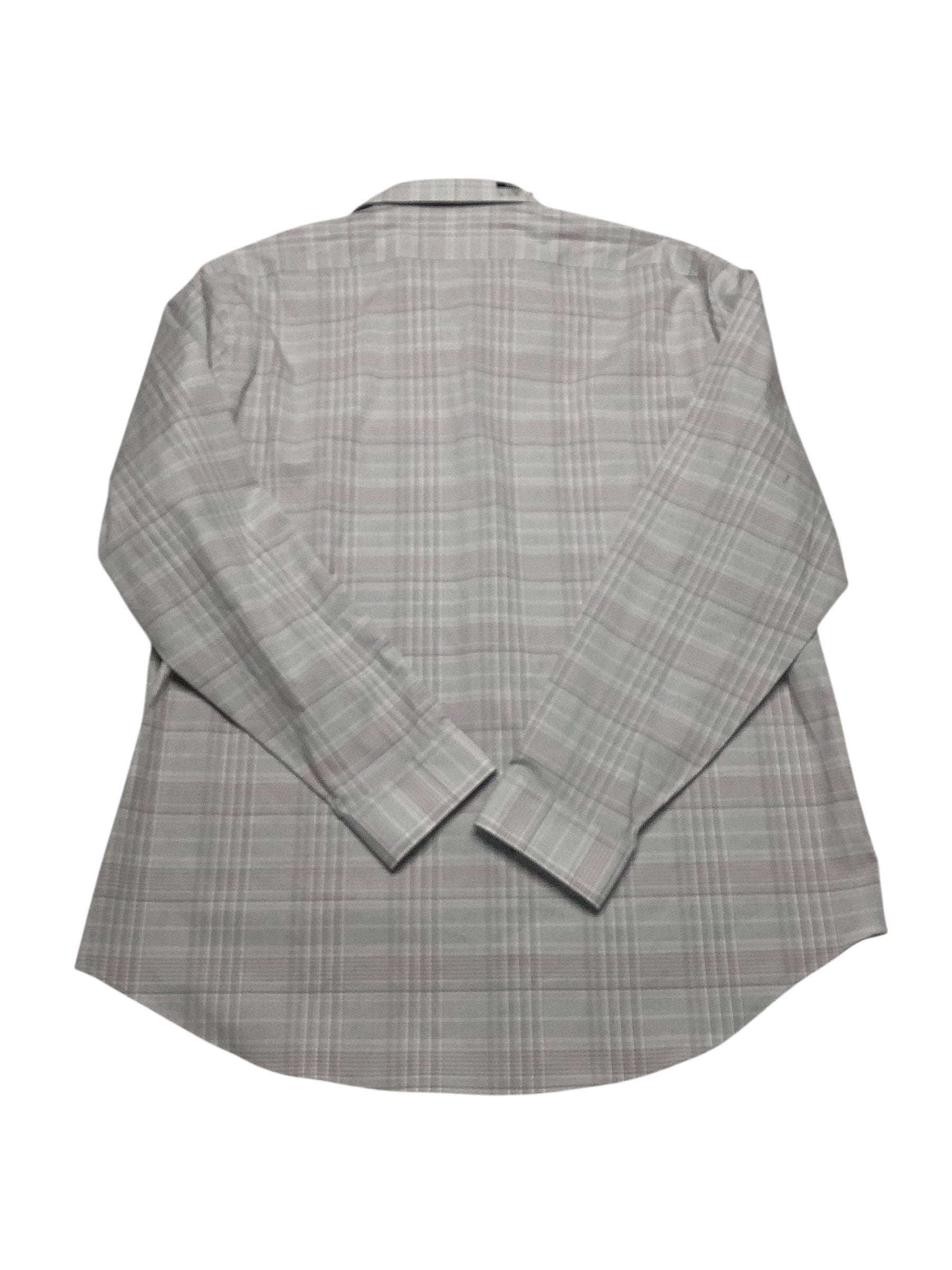 Calvin Klein Mens Slim fit Dress Shirt XL 17.5 in 34-35 Grey Plaid
