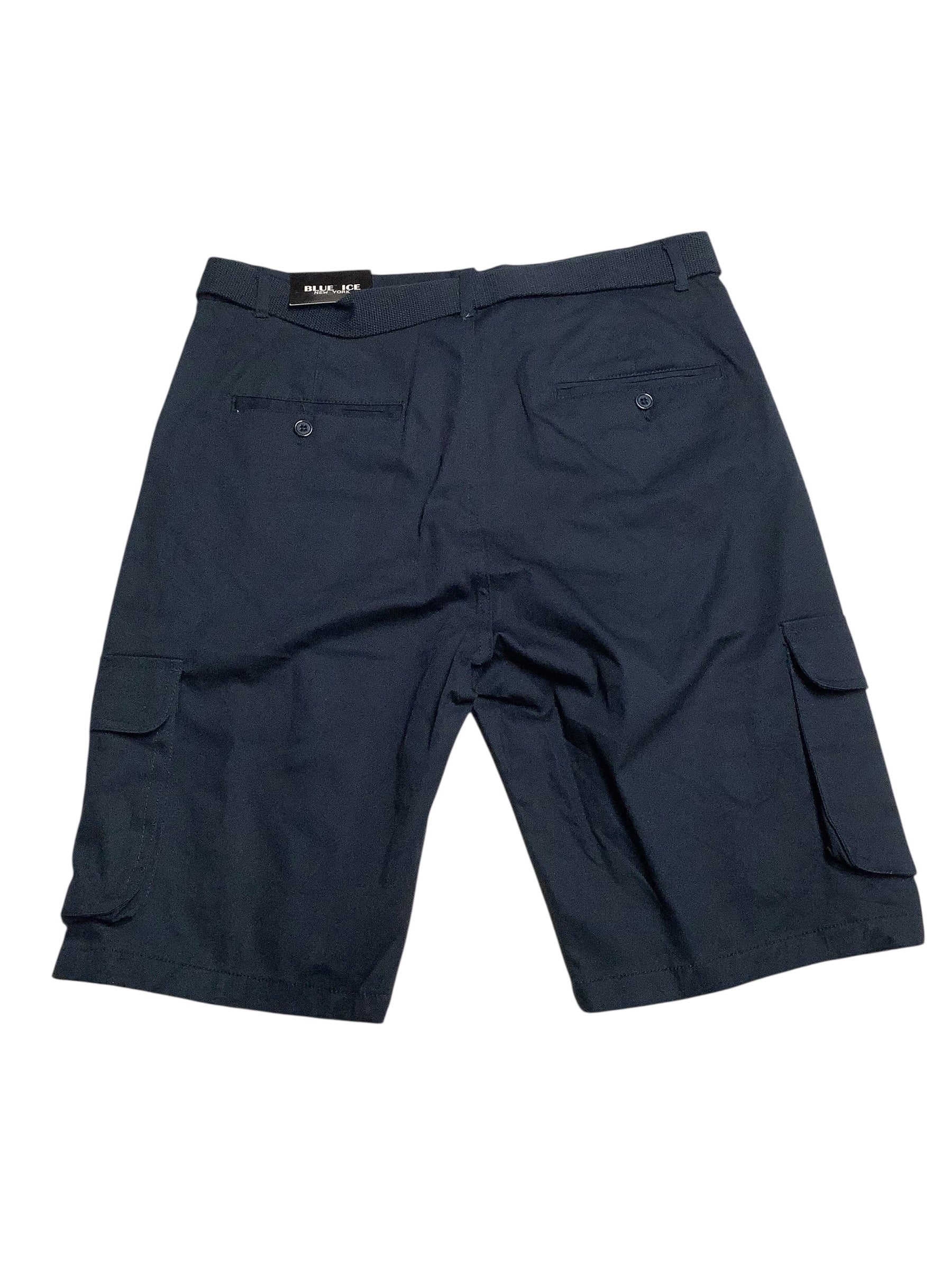 Blue Ice Mens Regular fit Cargo Shorts 34 Blue Solid
