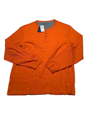 Club Room Mens  fit Long Sleeve Henley Shirt XXL Orange Solid