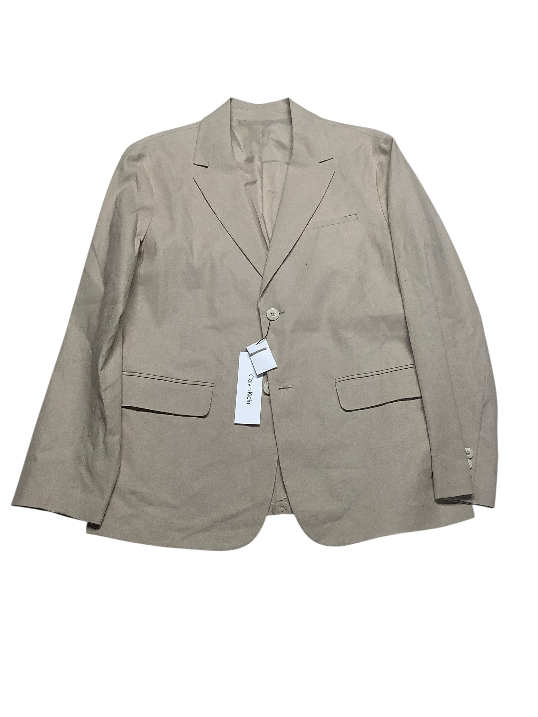Calvin Klein Mens Slim fit Sport Coat Blazer Medium Beige Solid Linen