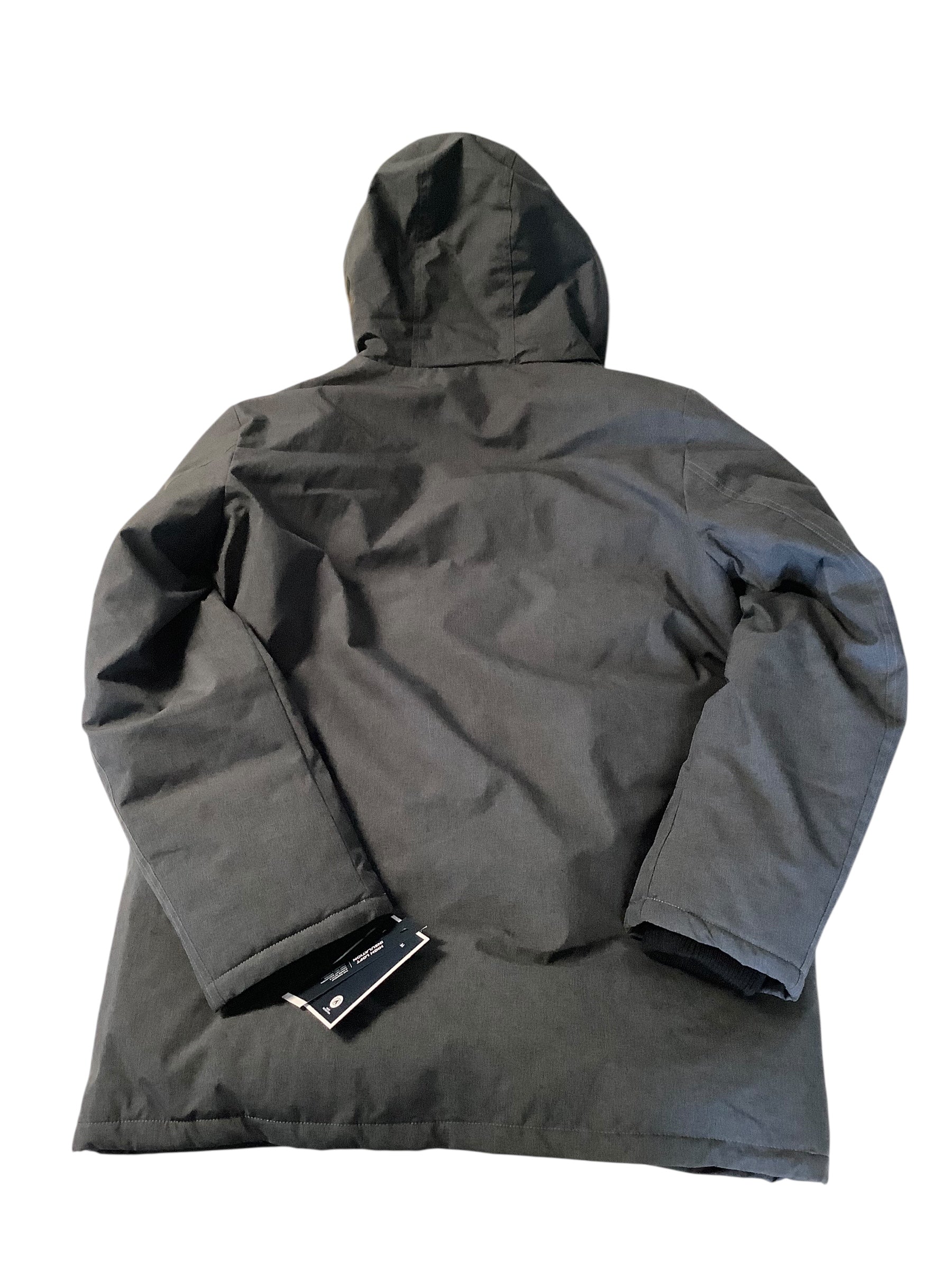 Club Room Mens Parka Coat Medium Grey Faux Fur Hood