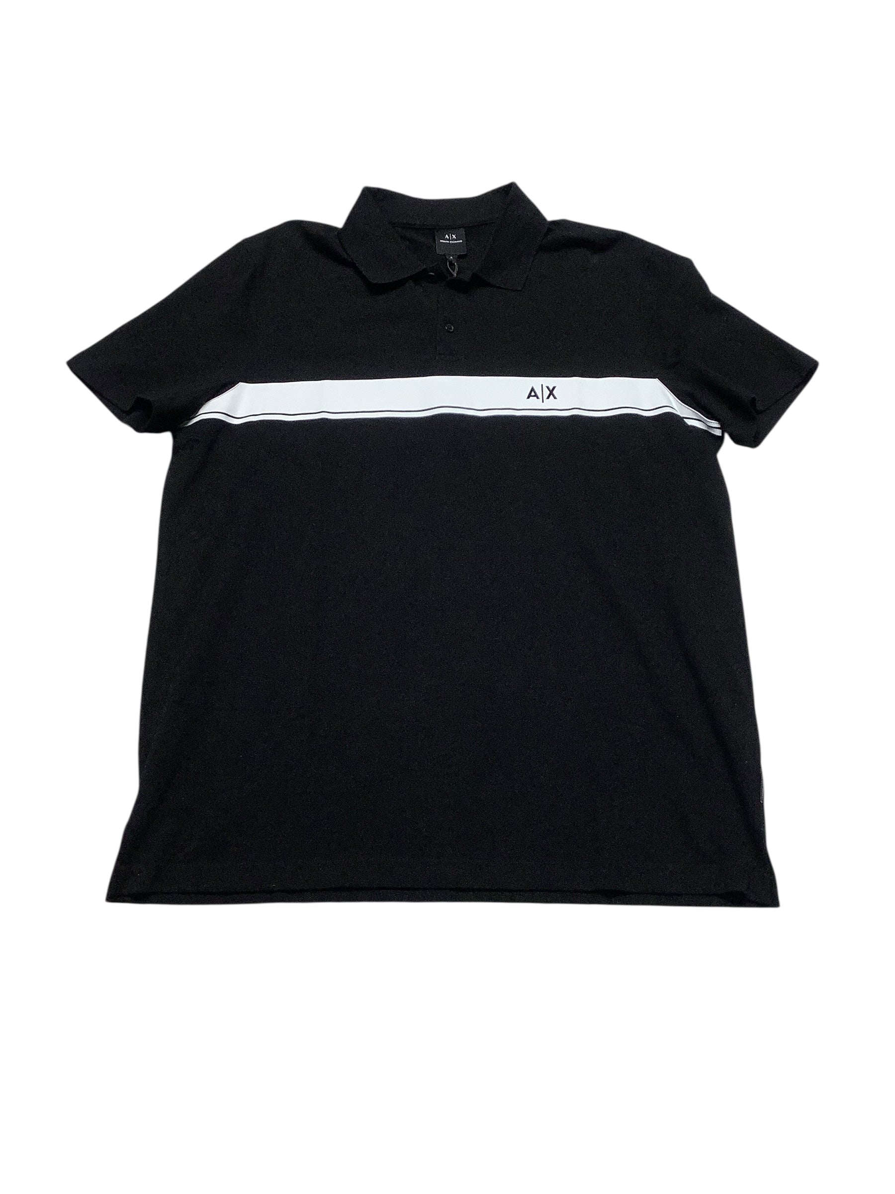 Ax Armani Exchange Mens Regular fit Short Sleeve Polo Shirt XXL Black Solid