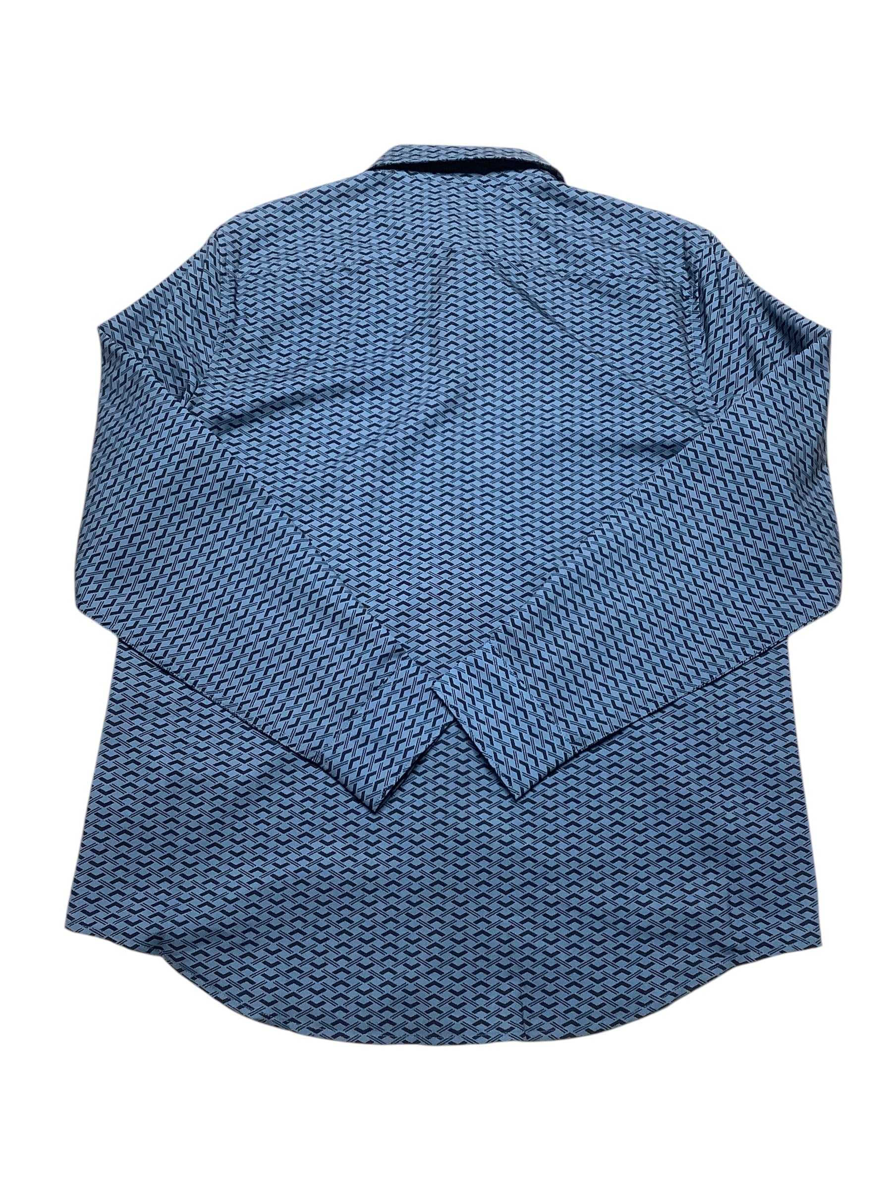 Perry Ellis Mens Regular fit Long Sleeve Button-Up Shirt Small Blue Stretch