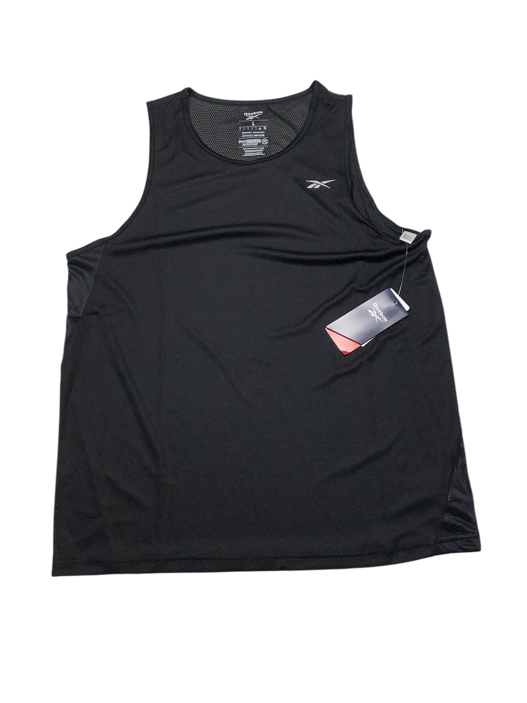 Reebok Mens  fit Sleeveless Tank Top Shirt Large Black Solid