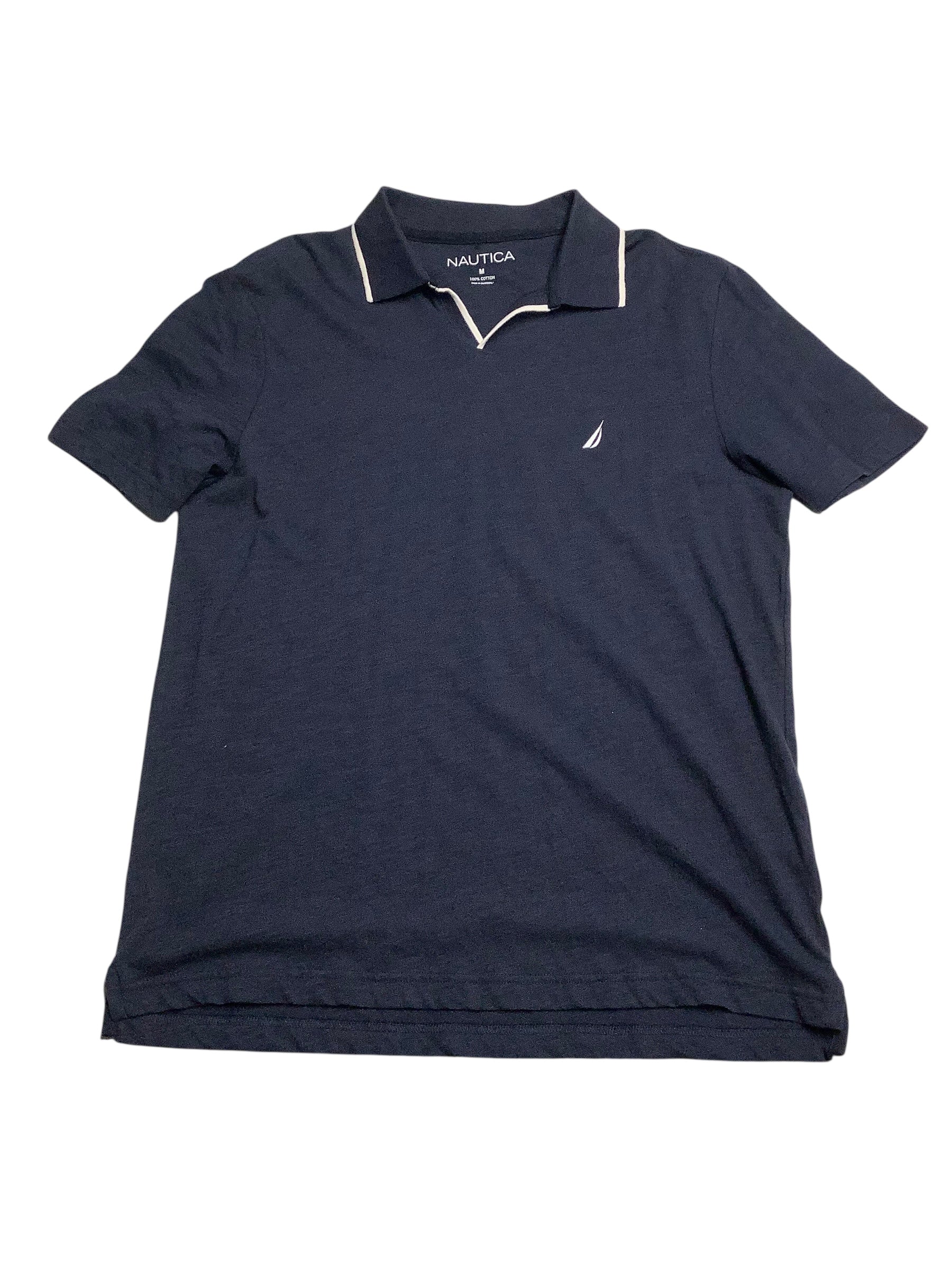 Nautica Mens Regular fit Short Sleeve Polo Shirt Medium Blue Solid