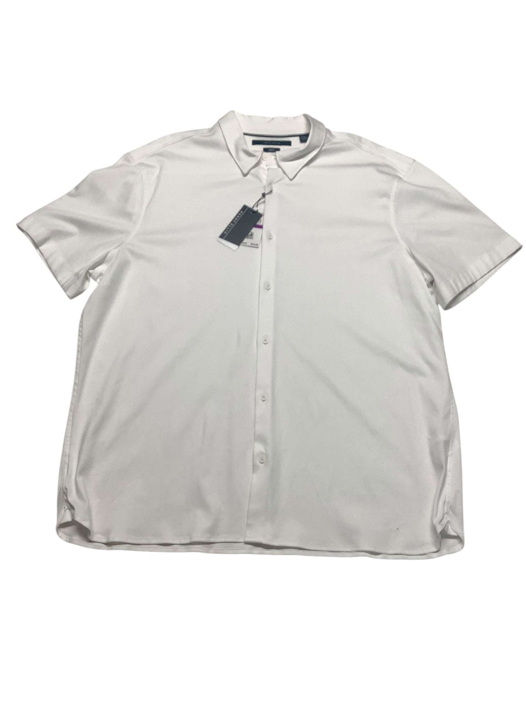 Perry Ellis Mens Slim fit Short Sleeve Button-Up Shirt XXL White Solid