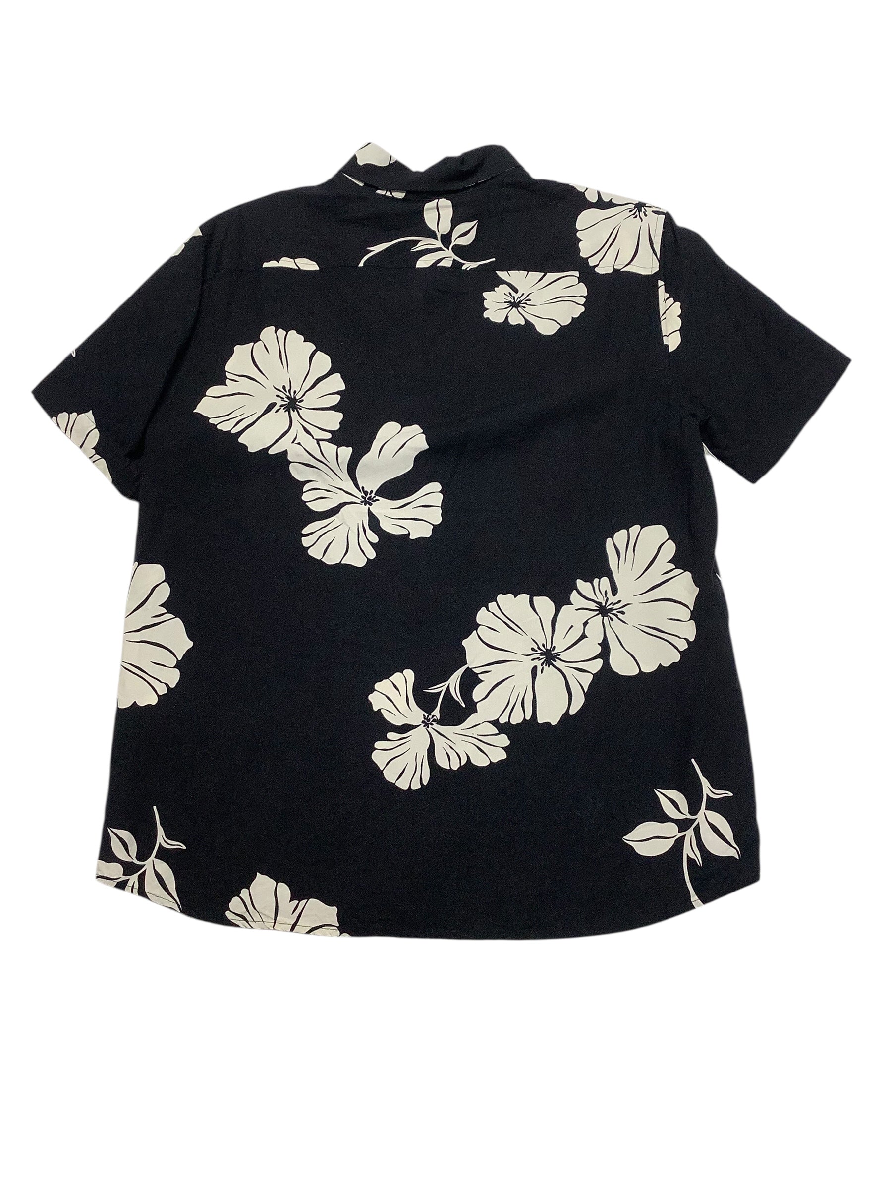 Perry Ellis Mens Regular fit Short Sleeve Button-Up Shirt Medium Black Floral