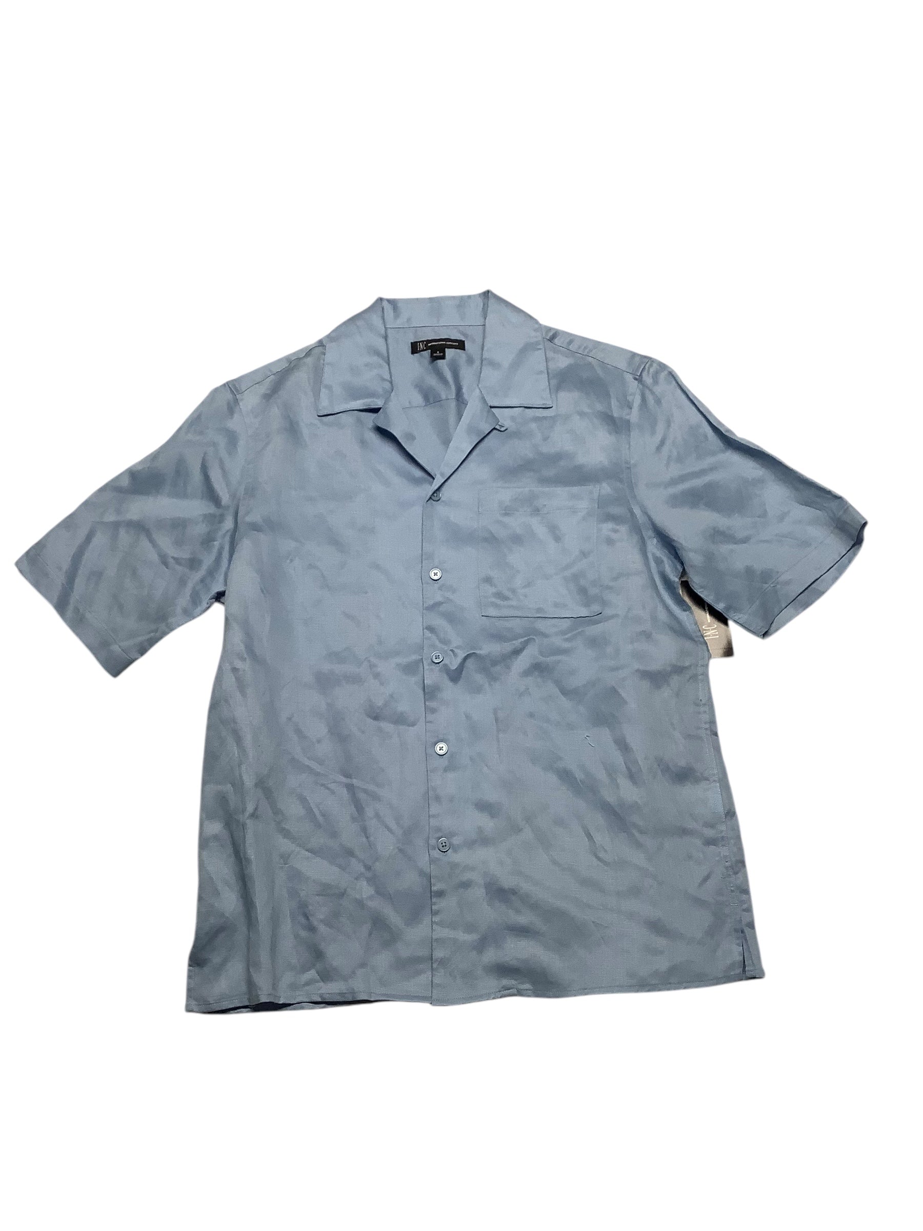 INC International Concepts Mens Short Sleeve Button-Up Shirt Medium Blue