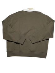 Frank and Oak Mens  fit Long Sleeve Polo Sweatshirt XL Green Solid