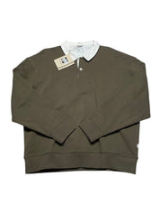 Frank and Oak Mens  fit Long Sleeve Polo Sweatshirt XL Green Solid
