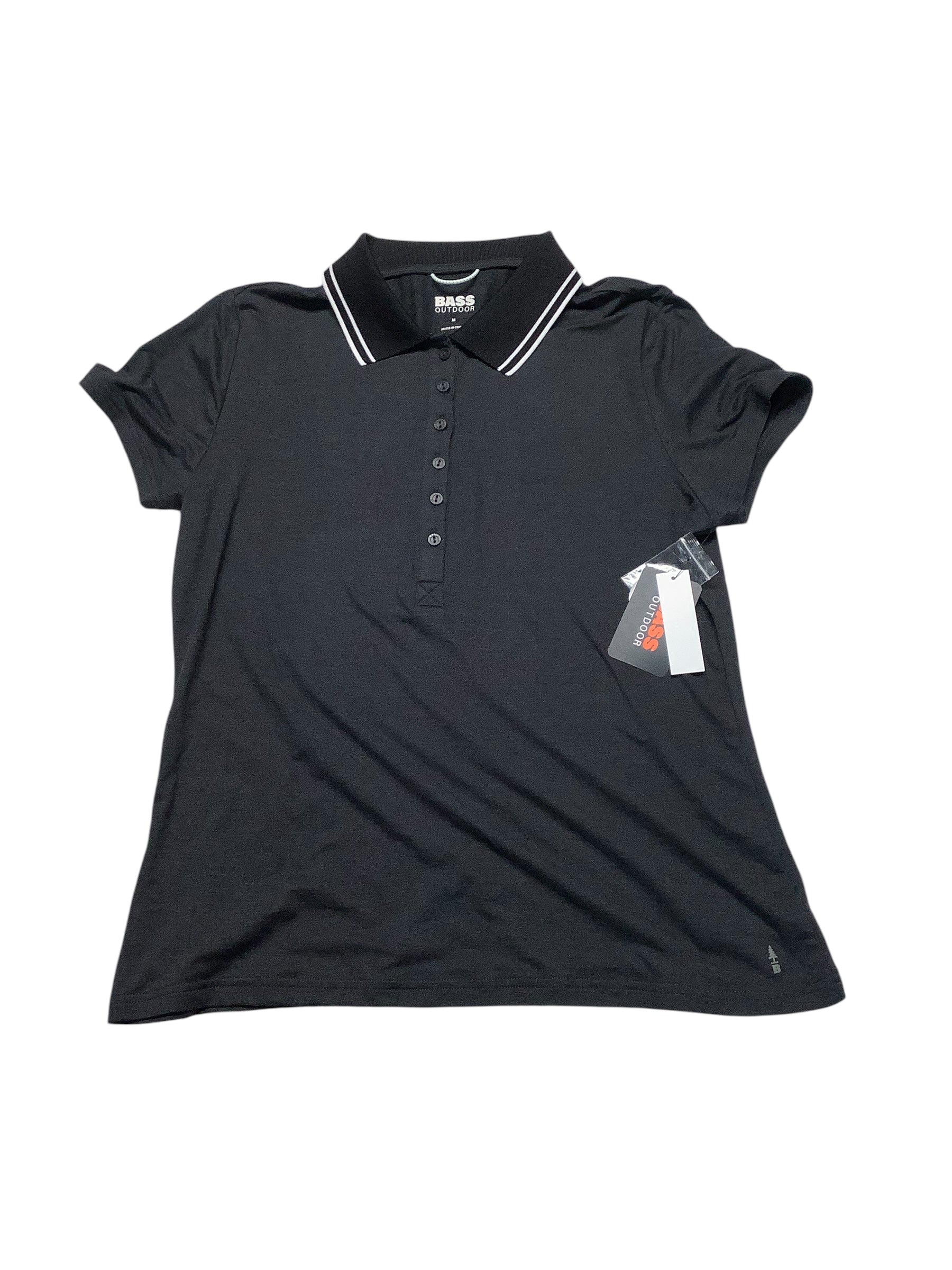 Bass Outdoor Women Regular fit Short Sleeve Polo Shirt Medium Black Solid