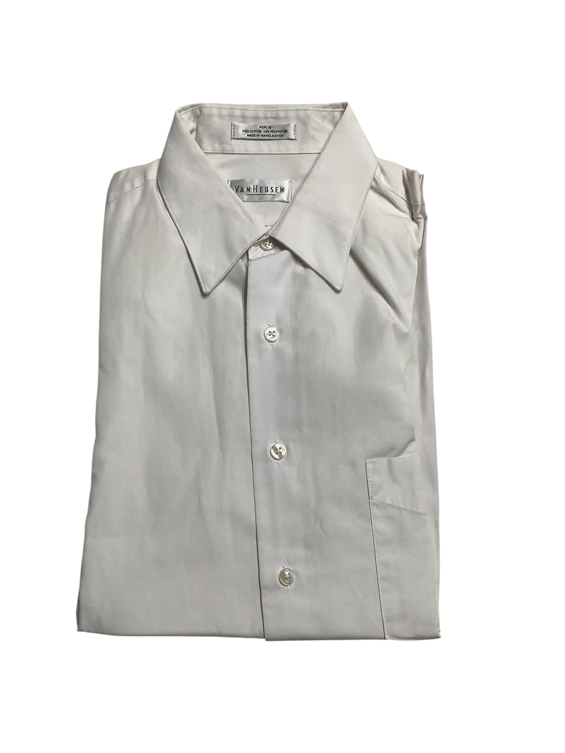 Van Heusen Mens Regular fit Dress Shirt Medium 15.5 in 34-35 White Solid