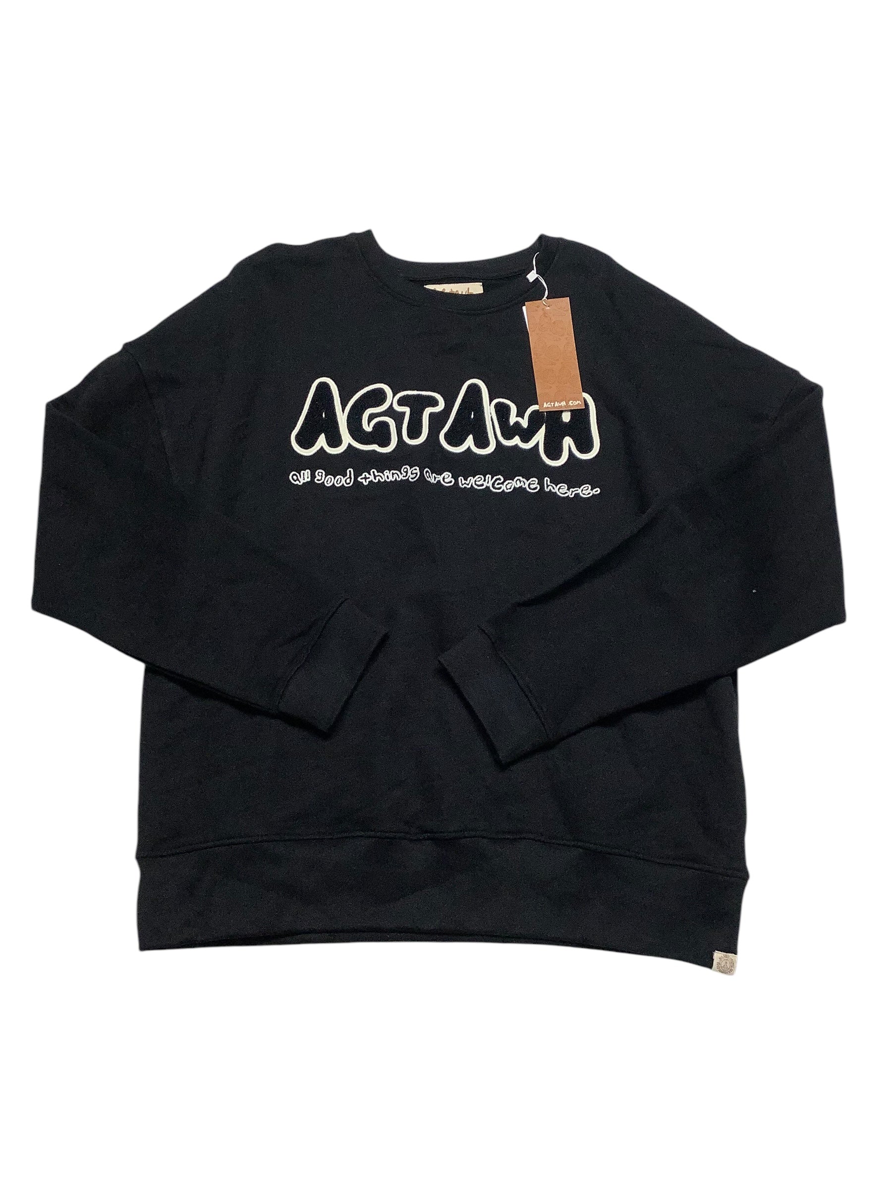 AGTAWH Men Regular fit Long Sleeve Crewneck Sweatshirt Medium Black Solid