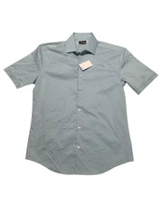 Van Heusen Mens Slim fit Short Sleeve Button-Up Shirt Medium Blue Solid Stretch