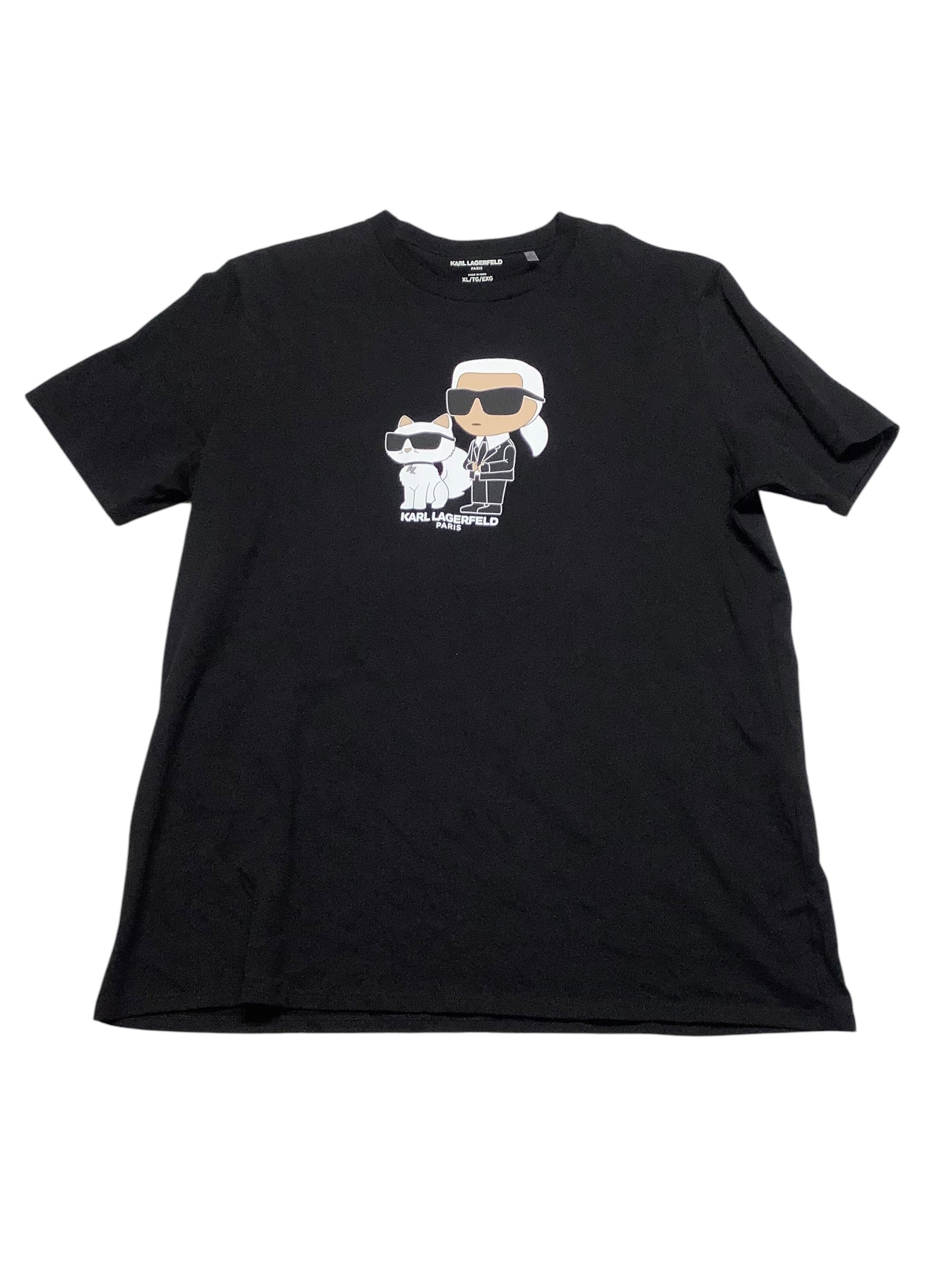 Karl Lagerfeld Mens Regular fit Short Sleeve T-Shirt Shirt XL Black Solid