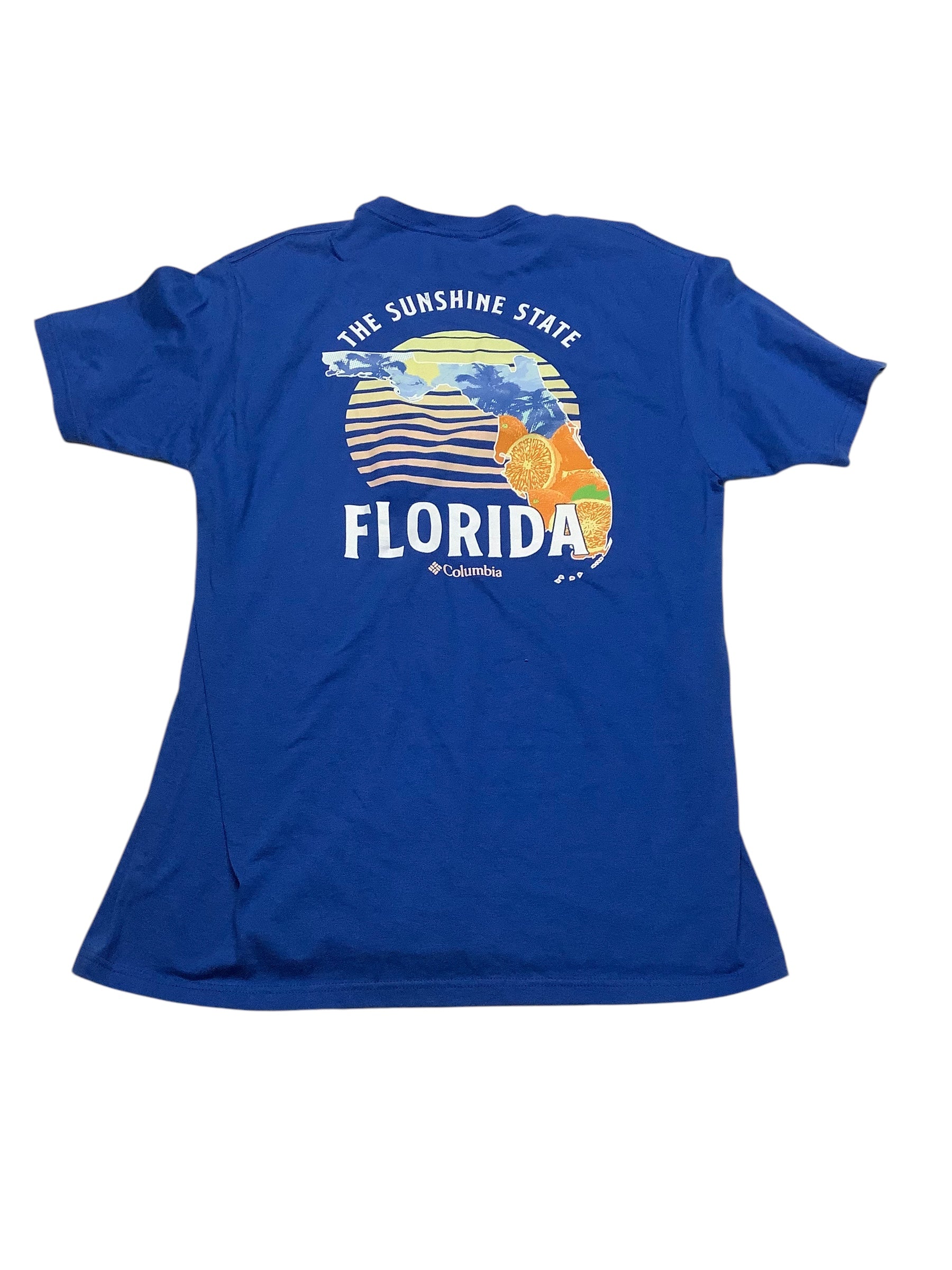Columbia Men Regular fit Short Sleeve T-Shirt Shirt Medium Blue Solid