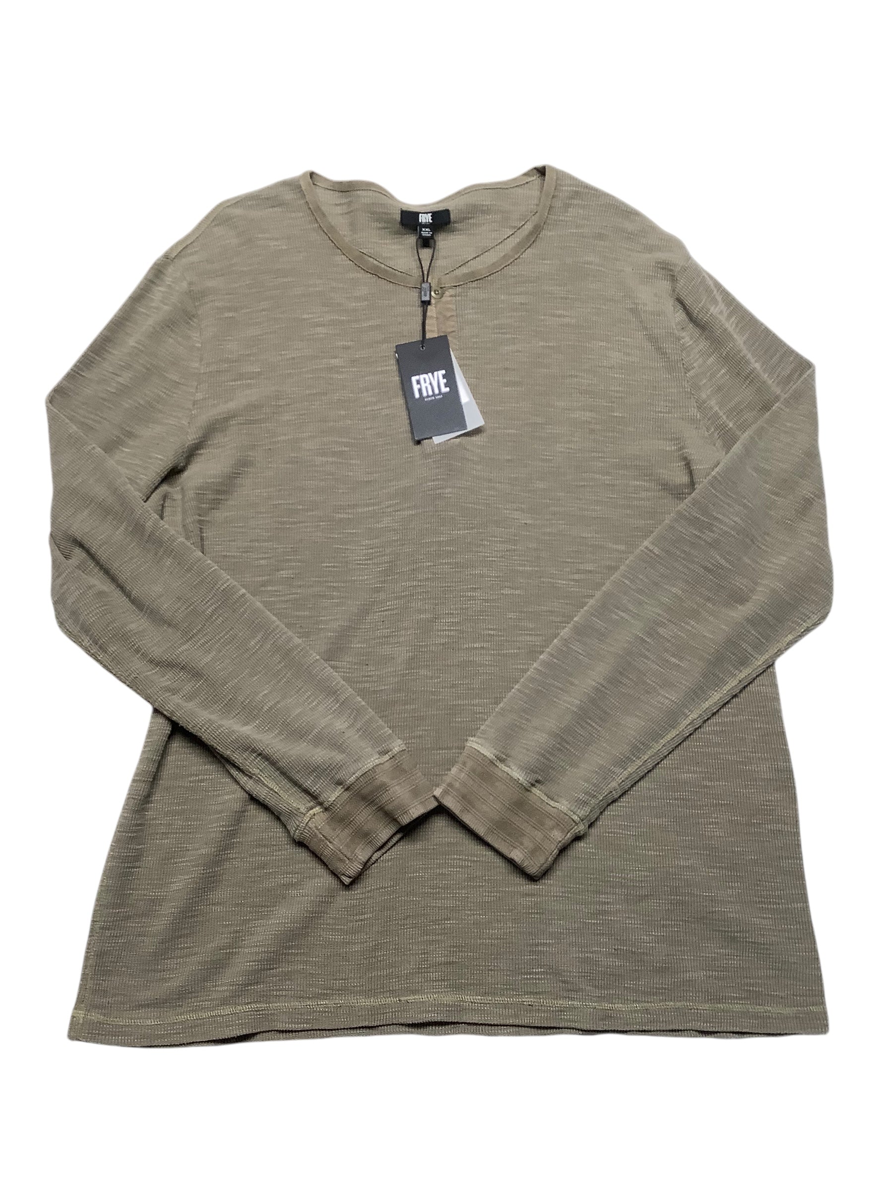 Frye Mens Regular fit Long Sleeve Henley Shirt XXL Brown Solid