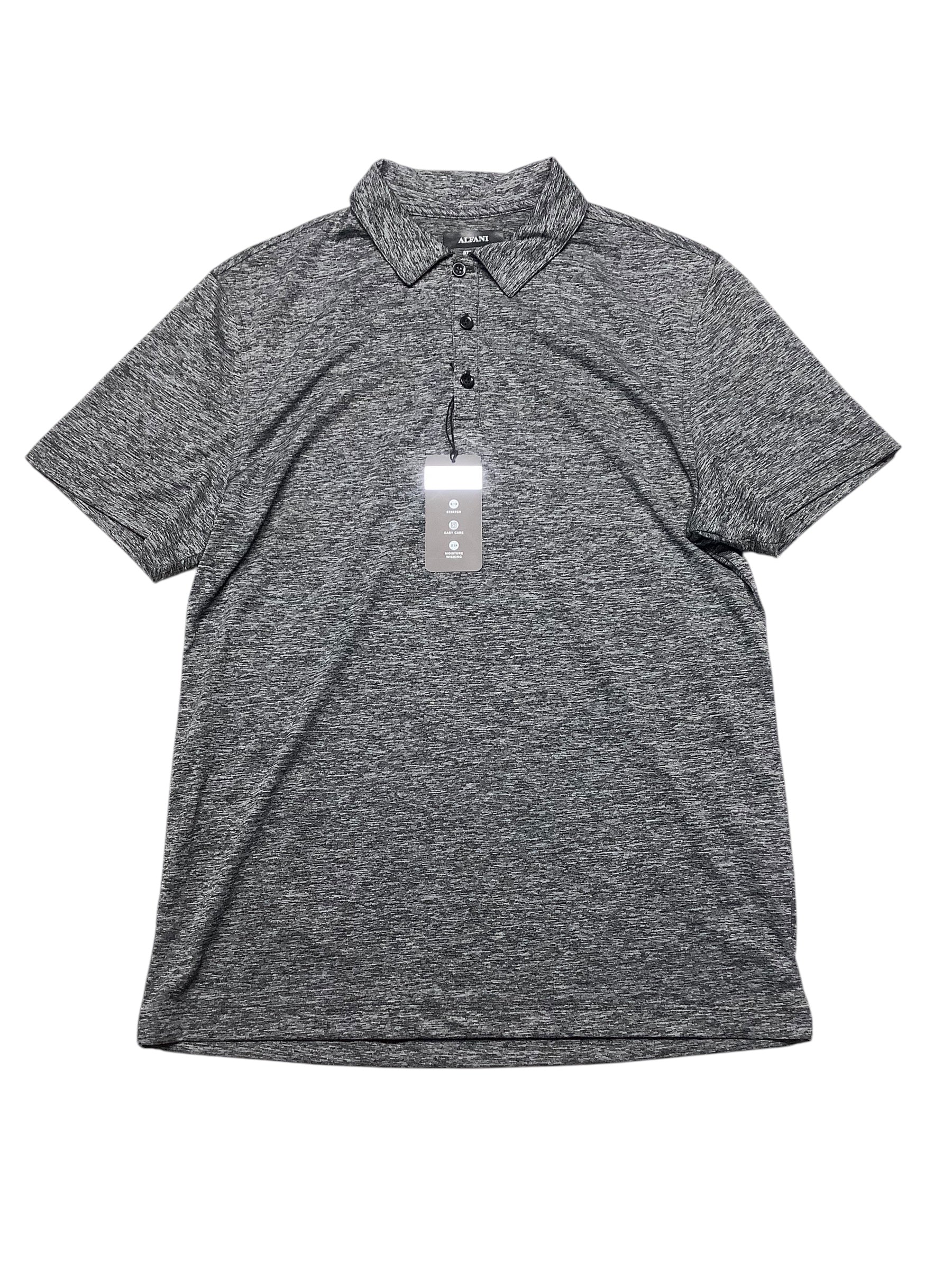Alfani Mens Regular fit Short Sleeve Polo Shirt Small Black Stretch