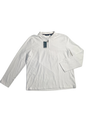 Perry Ellis Mens Long Sleeve Jacquard Quarter Zip Polo Shirt Bright White XL