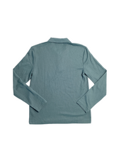 Perry Ellis Men's Long Sleeve Quarter Zip Polo Shirt Jacquard Goblin Blue Large