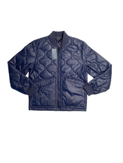 Perry Ellis Men's Shadow Onion Quilted Full Zip Jacket Dark Sapphire Blue Small
