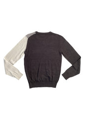 Perry Ellis Mens V Neck Color Block Sweater Grey Black White XL