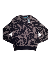 Perry Ellis Mens Jacquard Camo Crewneck Sweatshirt Grey Black Large