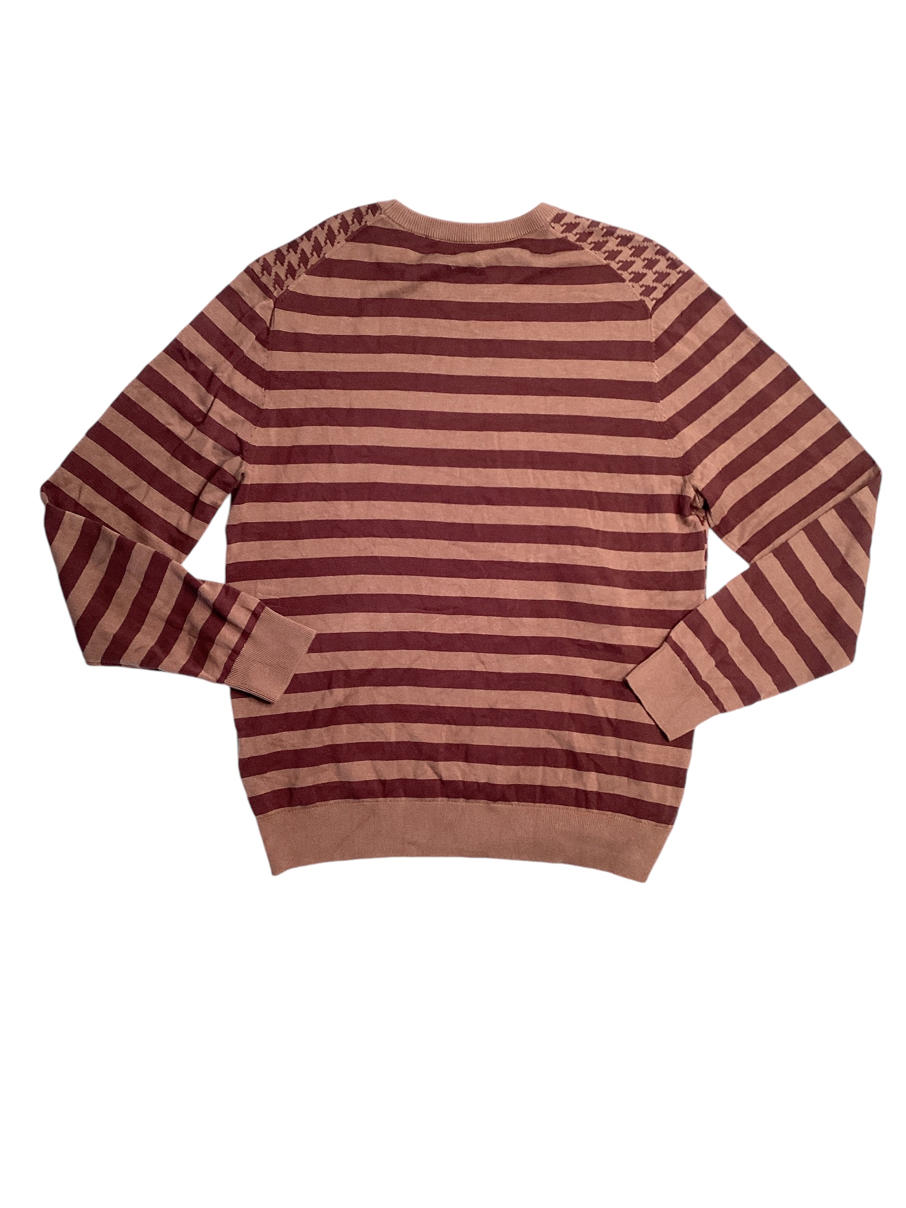 Perry Ellis Mens Mixed Pattern Crewneck Sweater Bitter Chocolate Brown 2XL