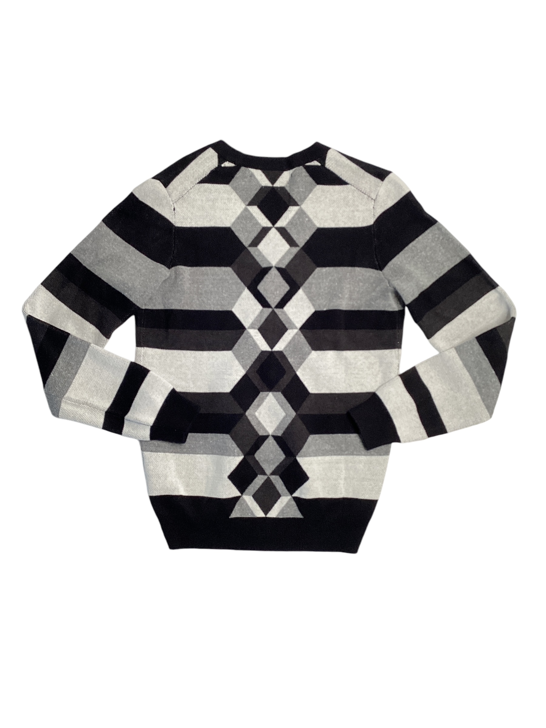 Perry Ellis Mens Button Cardigan Sweater Black Grey White XXL