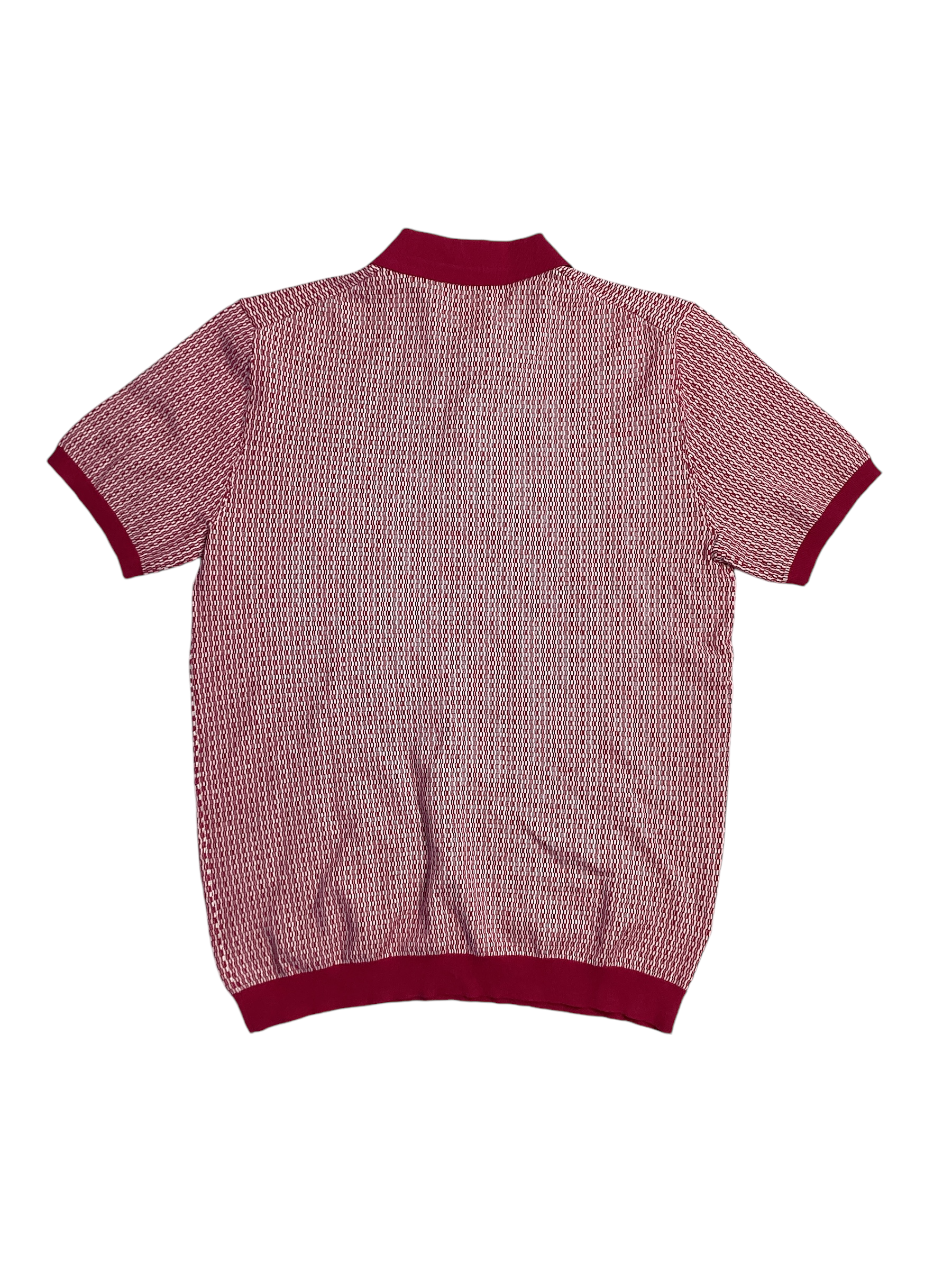 Perry Ellis Mens Jacquard Geo Patter Short Sleeve Polo Shirt Sangria Pink Medium