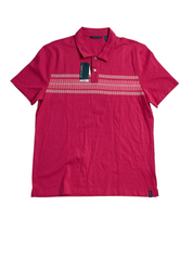 Perry Ellis Men's Chest Stripe Short Sleeve Polo Shirt Sangria Pink Large