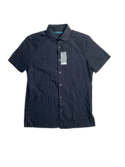 Perry Ellis Mens Dobby Short Sleeve Cotton Button Down Shirt Black Small