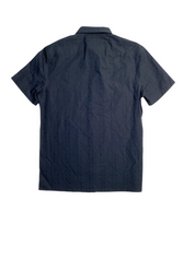 Perry Ellis Mens Dobby Short Sleeve Cotton Button Down Shirt Black Small