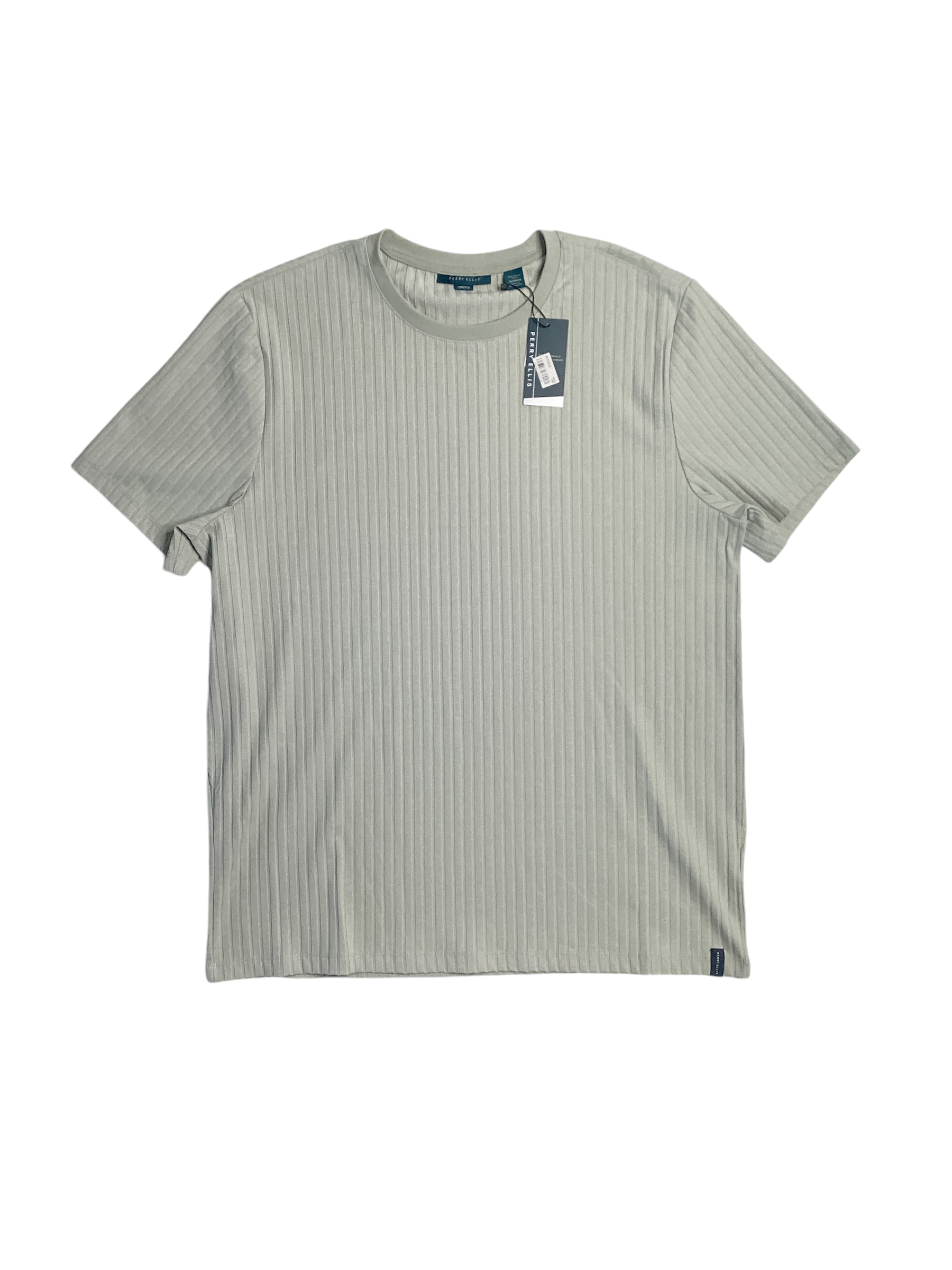 Perry Ellis Mens Ribbed Crewneck Short Sleeve T Shirt Green XL